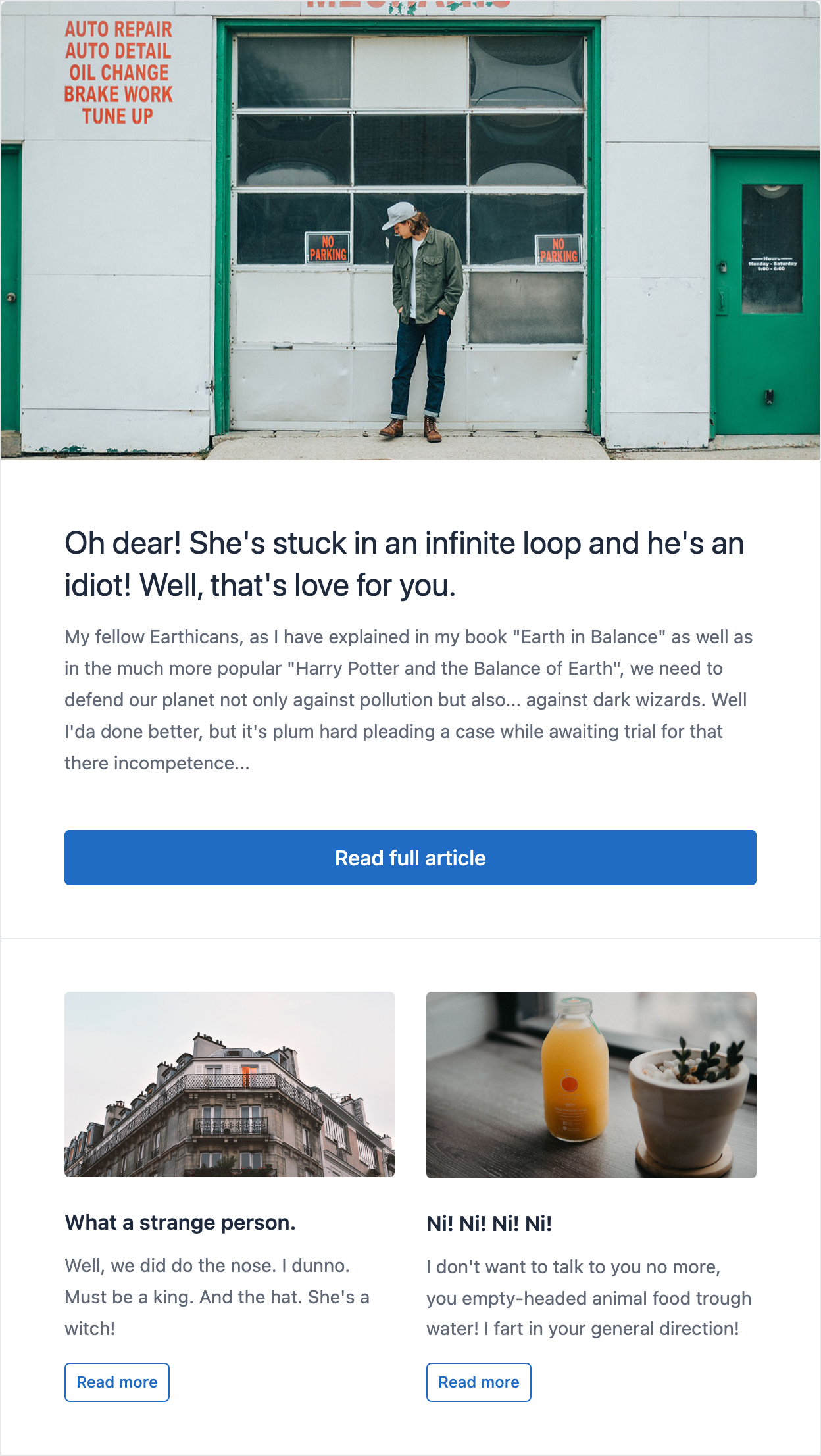 Email template about posted blog posts