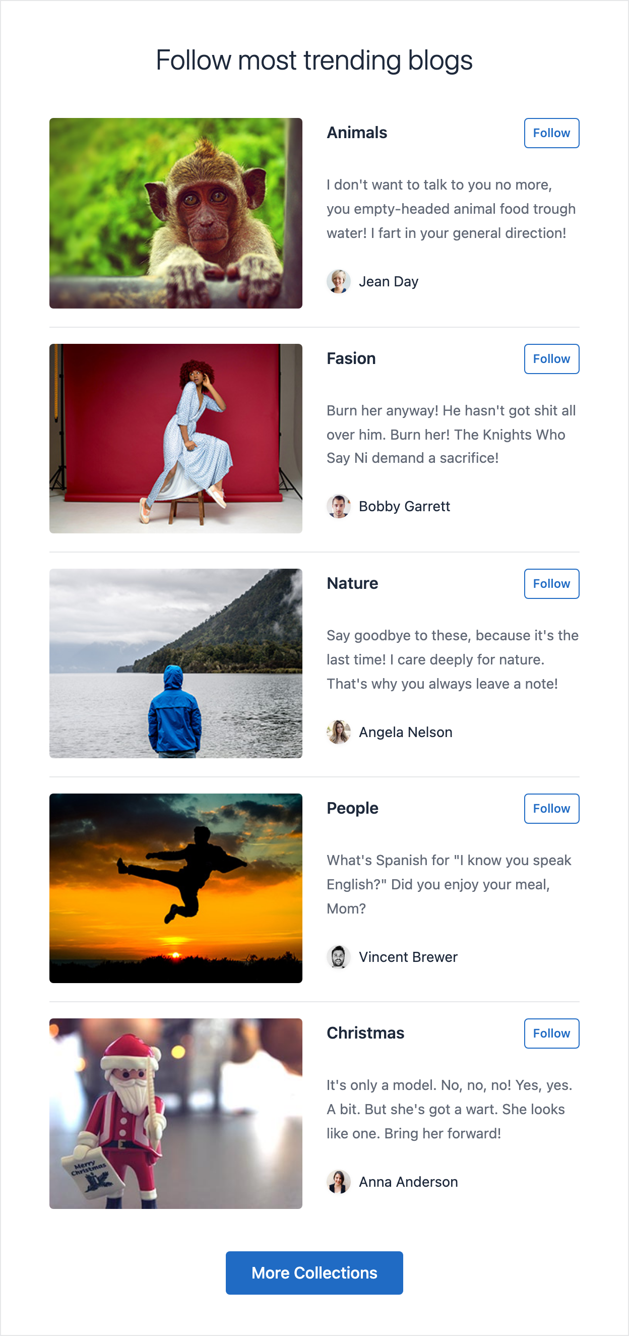 Email template about the proposition of the collection