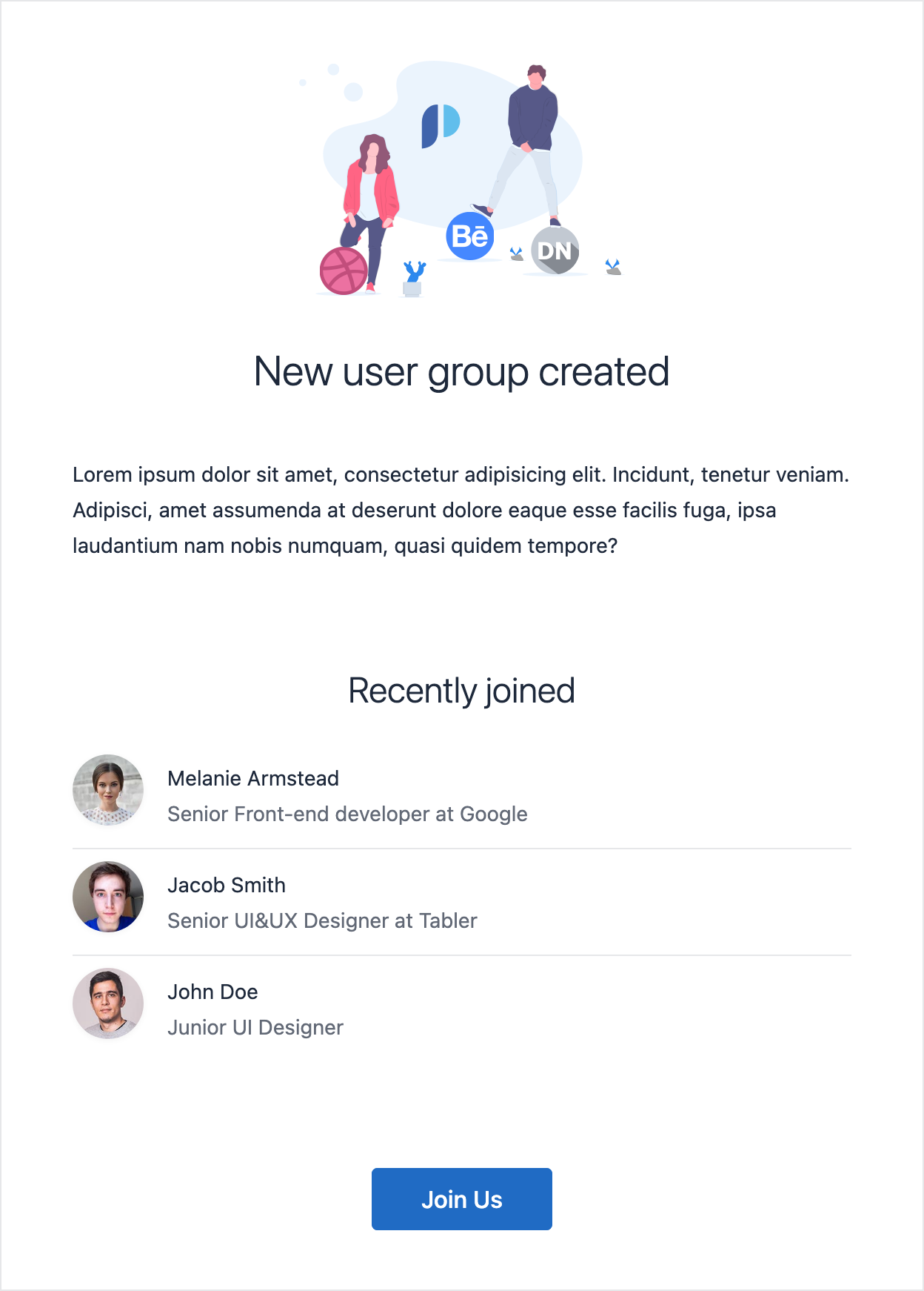 Email template with an invitation to a event