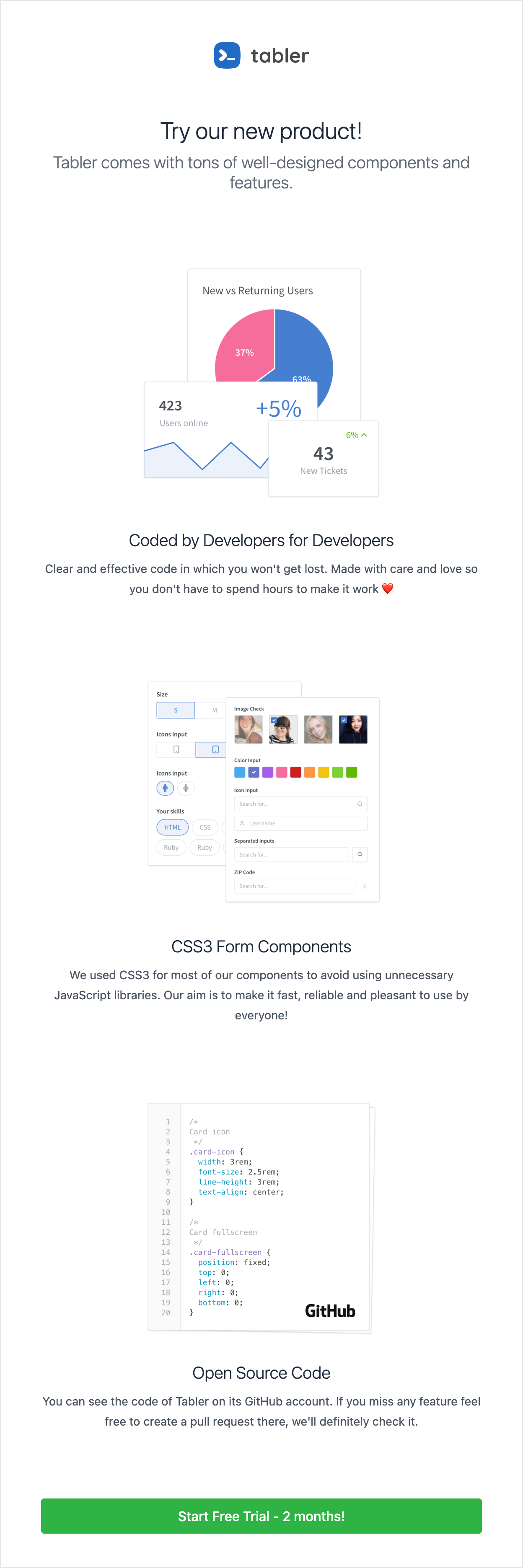 Email template for the features