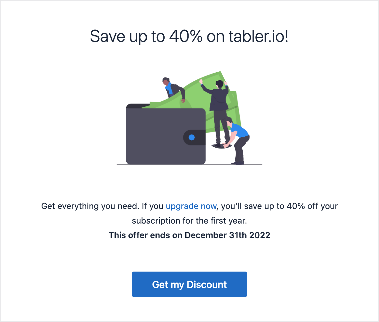 Email template with promocional offer