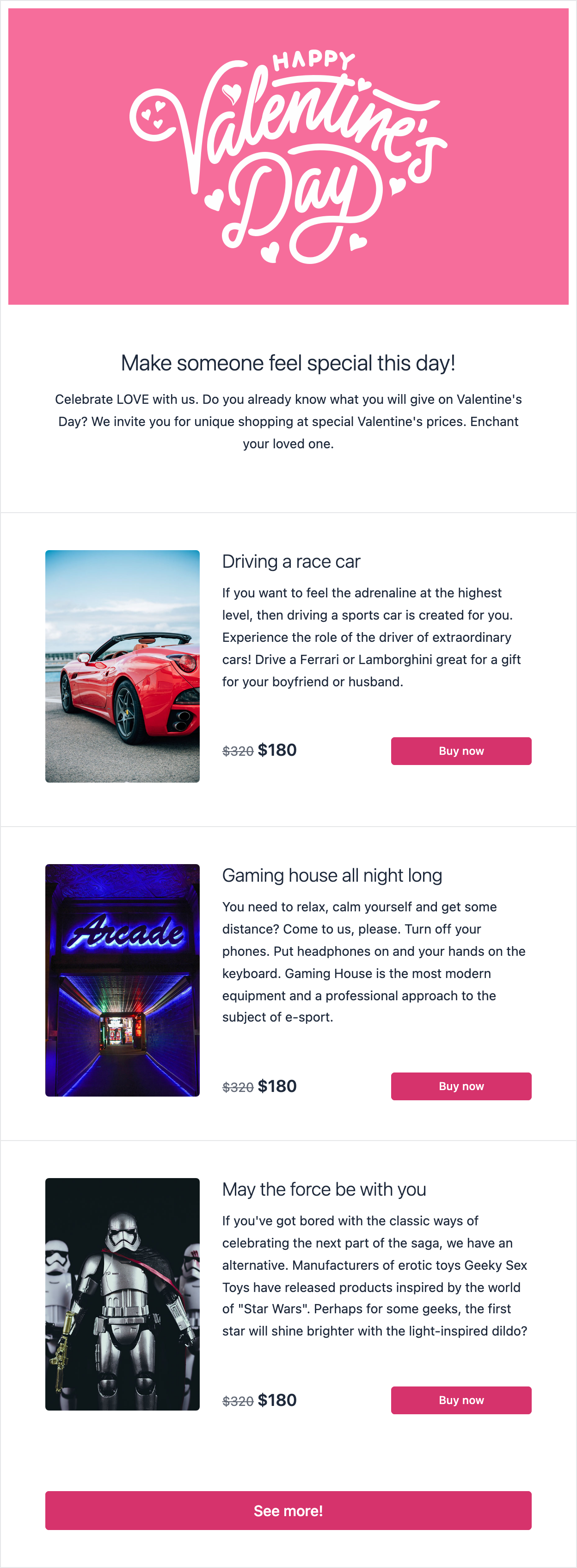 Email template for Valentine's Day 3